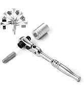 DURATECH 1/4" Drive Ratchet Handle, 2 in 1 Flex Head, Socket &amp; Bit Driver | 72-Tooth, Reversible ...