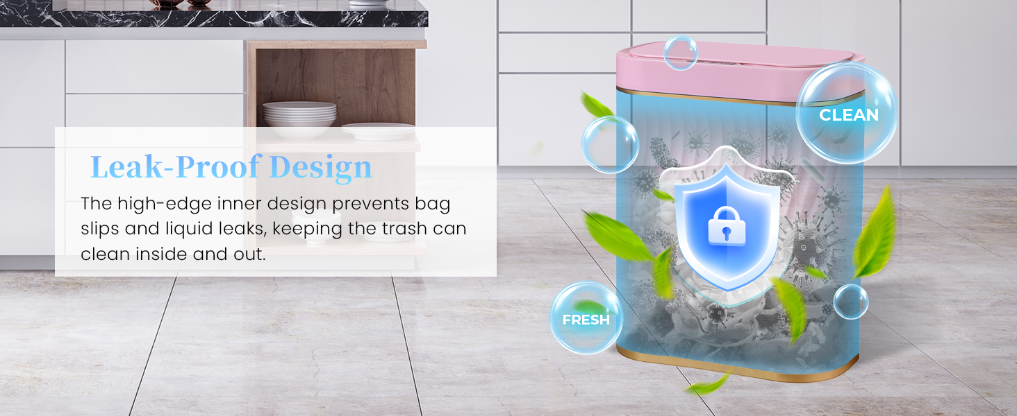 Pink Bathroom Trash can with Automatic Touchless Lid