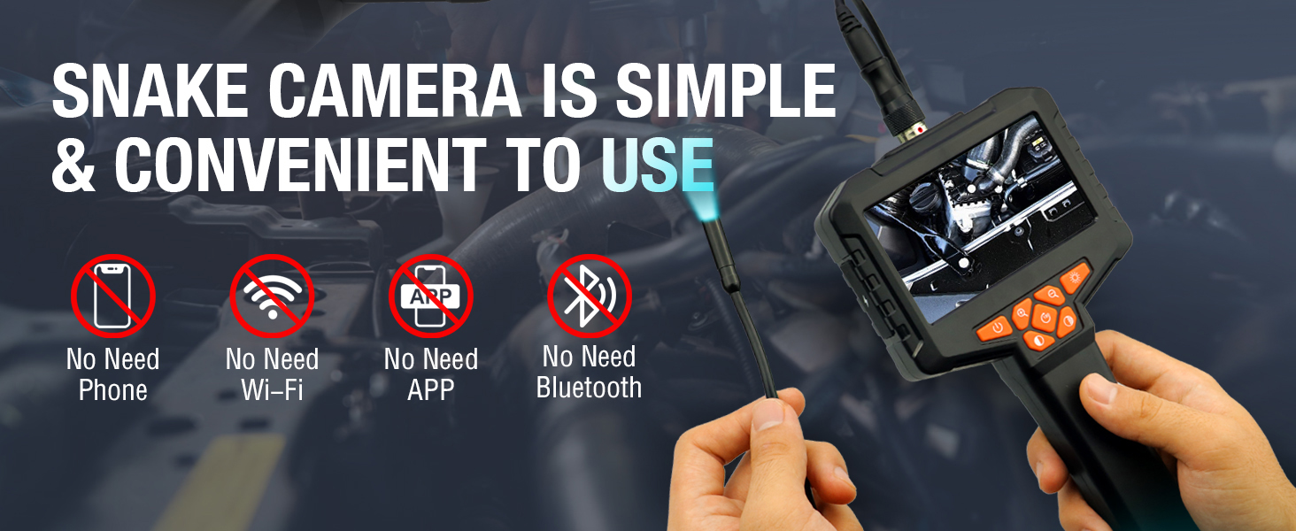 Borescope 4.3&amp;#34; Endoscope Camera with Light IP67 Waterproof Endoscope 1080 HD Inspection Camera