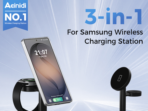 Magnetic Wireless Charger for Samsung, 3 in 1 Charging Station Compatible with Samsung Galaxy