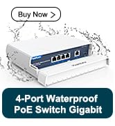YuanLey 4-Port PoE Switch Gigabit- Waterproof Outdoor Ethernet Unmanaged Network Switch with VLAN...