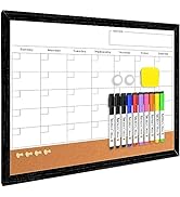 ABERLLS Monthly Calendar Dry Erase Board for Wall, 17''x13'' Whiteboard with Black Wood Framed, M...