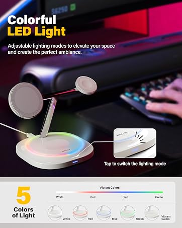 3 in 1 charging station apple with LED Light