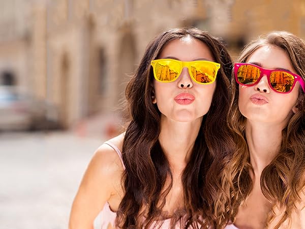 Neon Party Sunglasses Mirrored Lens