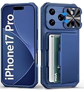BXYJY for iPhone 17 Pro Case Wallet with Card Holder (4-5 Cards), Slide Camera Cover, Military Gr...
