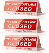 Checkout Lane Closed Desk Sign, 3pcs V-Shaped Acrylic Table Sign, Double-Sided Red &amp; White Sign f...