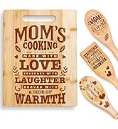 Riveira Bamboo Wood Cutting Board with Wooden Spoons For Cooking – Set of 3 Cooking Spoons as Mot...