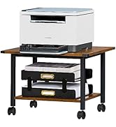 Lerliuo Under Desk Printer Stand, 2-Tier Industrial Mobile Printer Table with Storage Shelf and S...