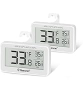 Geevon 2 Pack Refrigerator Thermometer Digital Fridge Thermometer IP65 Waterproof with Large LCD ...