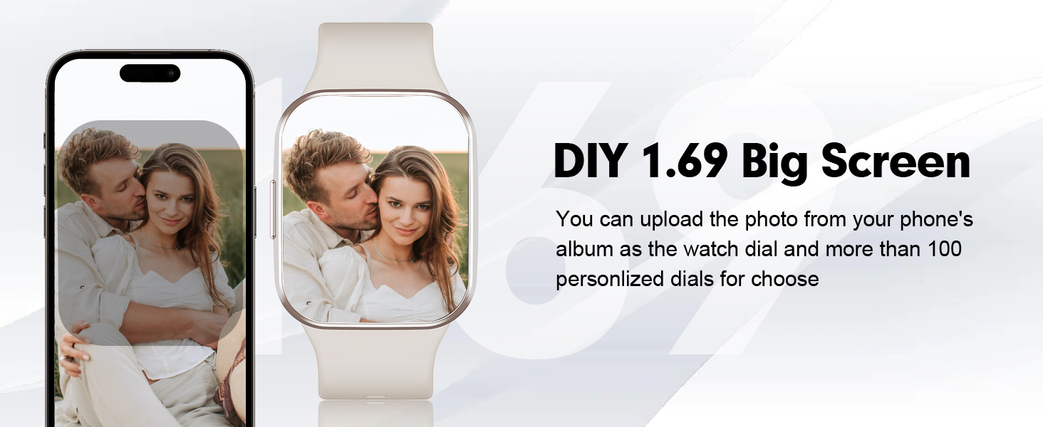 1.69 inches big face watch DIY custom personalized dial