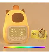 Capybara Alarm Clock with Night Light for Kids, 7 RGB Color Cute Alarm Clocks for Bedrooms Ok to ...