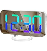 WulaWindy RGB Alarm Clock - Digital LED Clocks Mirror Surface with Dual USB Ports for Makeup Best...