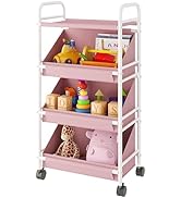 Buzowruil Utility Rolling Fabric Storage Rack Trolley Toy Cart Trolley with 3 Large Storage Boxes...