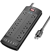 Power Strip , Nuetsa Surge Protector with 10 Outlets and 4 USB Ports, 6 Feet Extension Cord (1875...