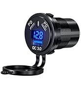 Thlevel 12V Type C USB Outlet 45W PD and 18W QC3.0 Quick Car Charger Socket with Voltmeter Switch...