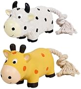 SCHITEC Squeaky Rope Dog Toys, Latex Rubber Squeak Animal Tug of War Toy, [2 Pack] Interactive Pl...