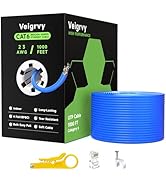Veigrvy Cat 6 Ethernet Cable 1000 ft Bulk, 23AWG 550MHz Solid CCA UTP Cat 6 Cable with 60 Rj45 Co...
