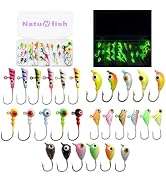 Natufish Glow Ice Fishing Jigs | Winter Ice Fishing Lures Set | Micro Jig Head for Pike, Panfish,...