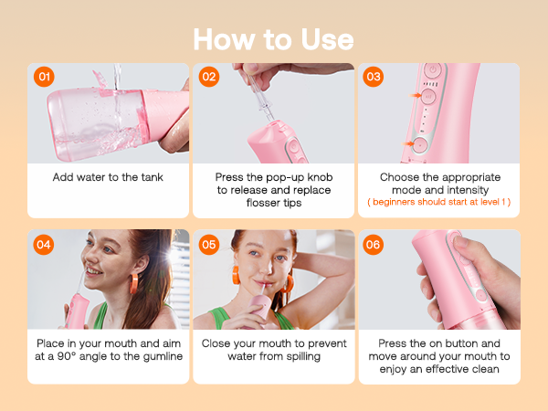 Press the pop-up knob to release and replace the flosser tips