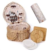 Hap Tim Heart Wicker Picnic Basket for 2 Person Set, Couples Gifts, Wedding Gifts, Engagement Gif...
