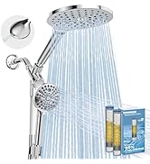 MakeFit Dual Filtered Rain Shower Head Combo, Handheld Shower Head with Adjustable Bar - Rainfall...