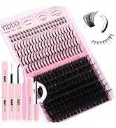 YIDUO Lashes Clusters Kit Bottom Lashes with Spikes 100D Cluster Eyelash Extensions Kit 10-120mm ...