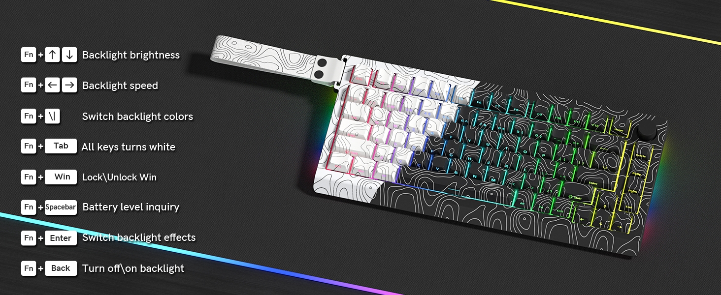 QMK/VIA 75% Keyboard Wireless,Topographic Gaming Mechanical Keyboard 65%