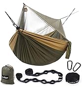 Sunyear Hammock Camping with Rain Fly Tarp and Net, Portable Camping Hammock Double Tree Hammock ...