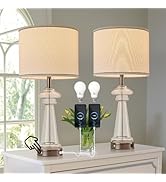 bdayanx Modern Glass Table Lamps, 3-Way Dimmable Touch Control Bedroom Lamps for Nightstands,Beds...