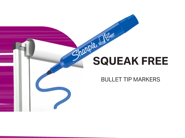 flip chart marker bullet tip sharpie squeak free blue classroom teacher office school college study 