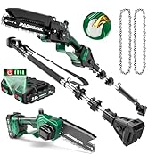 PAOWAFOL 2-in-1 Pole Saws for Tree Trimming, Mini Chainsaw Cordless 6 Inch with 15 FT Max Reach, ...