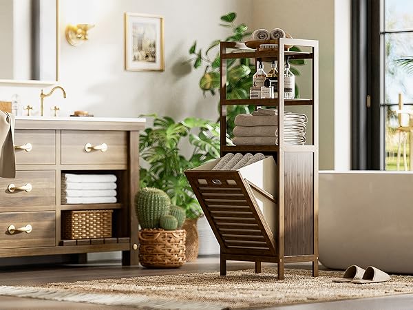 bathroom tilt out laundry hamper cabinet