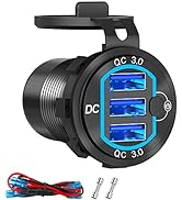 12V USB Outlet Qidoe 54W Car Charger Socket 3 Port USB Quick Charge3.0 Outlet with Waterproof Alu...