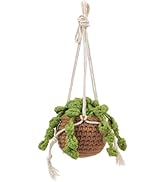 HFZRZFH Crochet Hanging Plant for Car, Aesthetic Rear View Mirror Ornament, Cute Handmade Knitted...