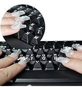 DIY Raised Keyboard Sticker with Letter Decals for Long Nails, 80 Pcs Adhesive Keycap Riser for N...