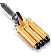 Alure Three Barrel Curling Iron Wand Hair Waver with LCD Temperature Display - 1 Inch Ceramic Tou...