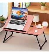 Laptop Bed Desk, 5-Angle Adjustable Bed Laptop Table with Cup Holder, Foldable Laptop Stand for C...