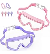 Aegend Kids Swim Goggles 2 Pack – Large Frame Anti Fog Soft Silicone Leak Proof UV Protection for...
