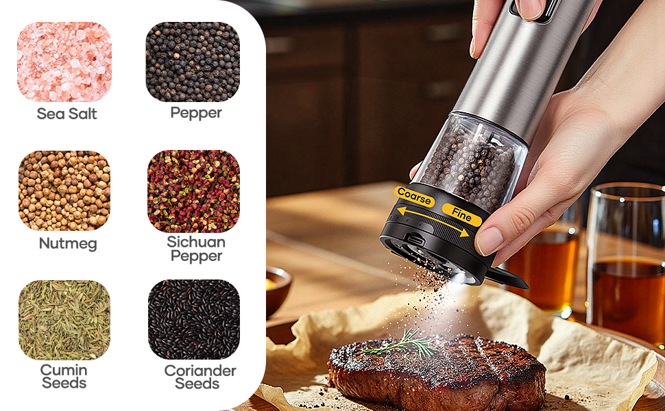 Electric Salt and Pepper Grinder Set I Automatic Salt and Pepper Mills