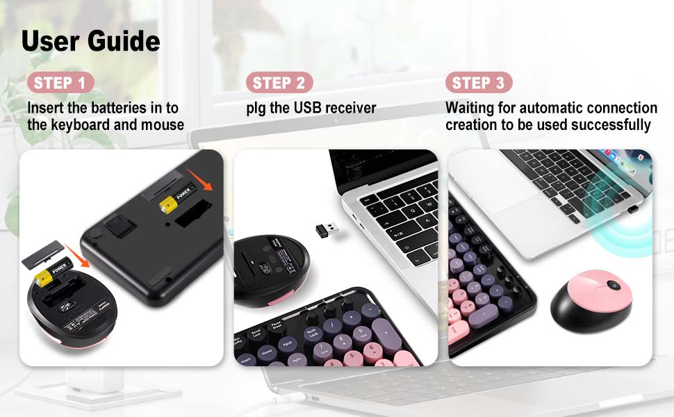 wireless keyboard and mouse pink 