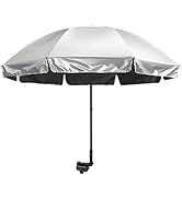 G4Free Universal Clamp On Umbrella Adjustable Outdoor UV Protection Beach Chair Umbrella 56inch, ...