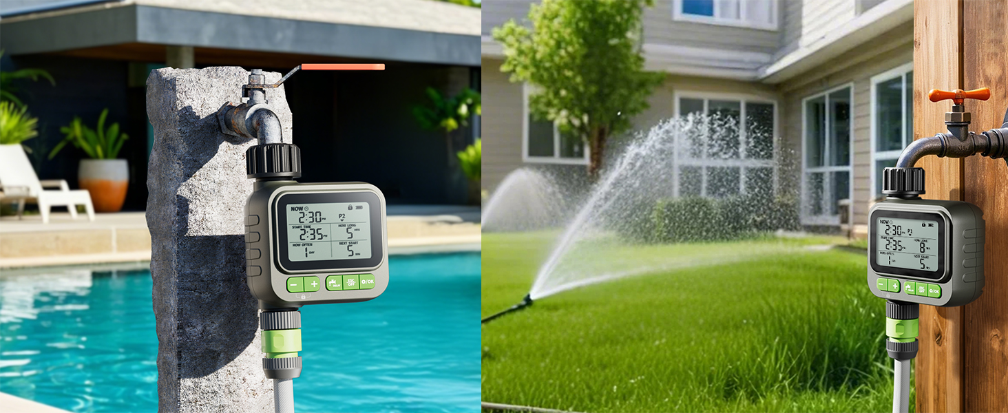 Sprinkler Timer with 3 Individual Programs, Brass Inlet Water Timer for Garden Hose