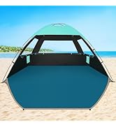COMMOUDS Beach Tent Sun Shade for 3/4/6/8 Person, UPF 50+ Beach Sun Shelter Canopy Tent, Lightwei...