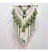 Ni-JASW Green Macrame Wall Hanging Decor, 21.7" x 30" Chic Boho Woven Tapestries for Bedroom Livi...