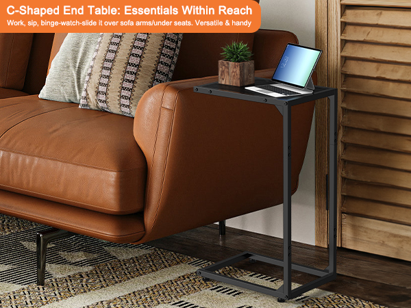 Space-Saving C Table Slides Under Sofa