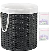 SETVSON Laundry Hamper Round Laundry Basket 26.5 Gal (100L) Rattan Laundry Hamper, Handwoven Wick...
