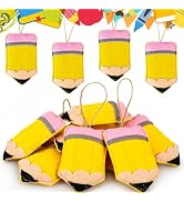 AnyDesign 12Pcs Back to School Felt Ornament 3.9" x 2.4" 3D Felt Hanging Pencil Tree Decorations ...