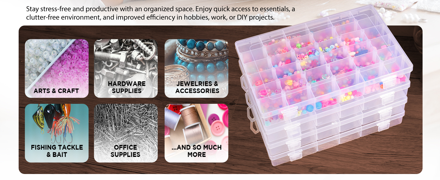 36 Grids Plastic Clear Organizer Box 