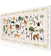 L-SPOUTTO Jungle Animal Desk Mat for Keyboard and Mouse,Boho Floral XXL Large Mouse Pad,35.4x15.7...