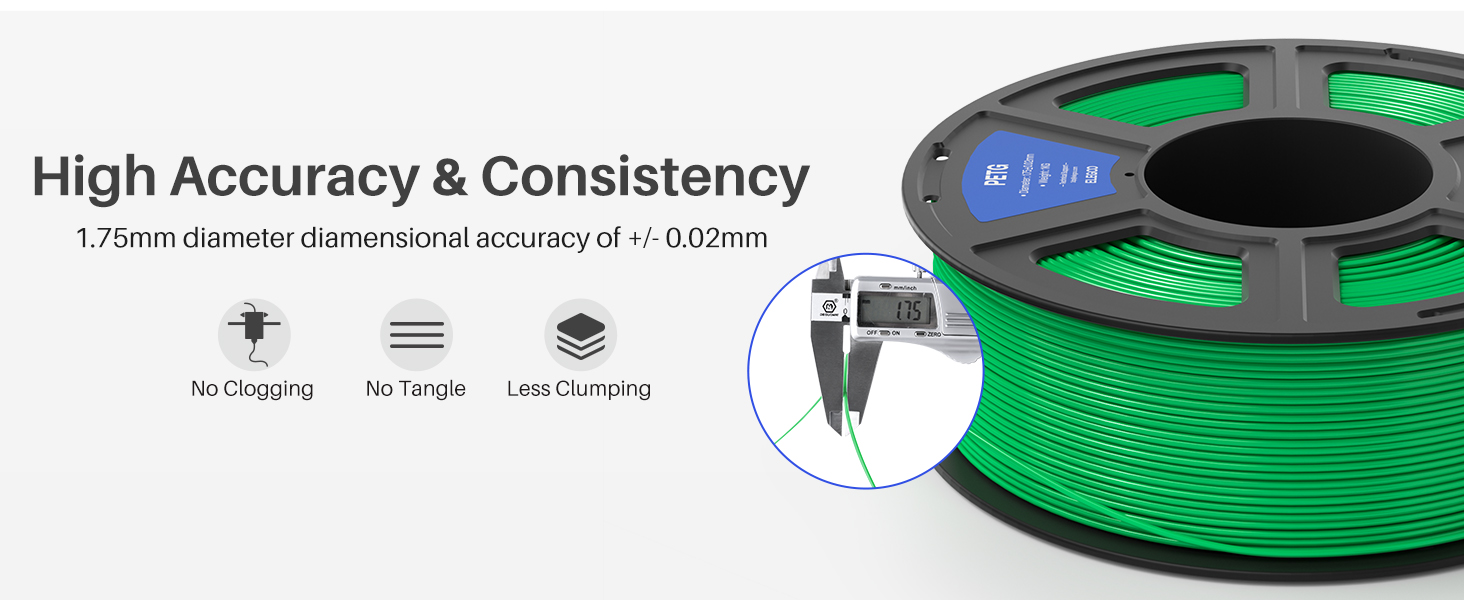 1.75mm diameter, high accuracy and consistency